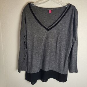 Vince Camuto Long Sleeve Gray Top Layered Look Women's Size XL